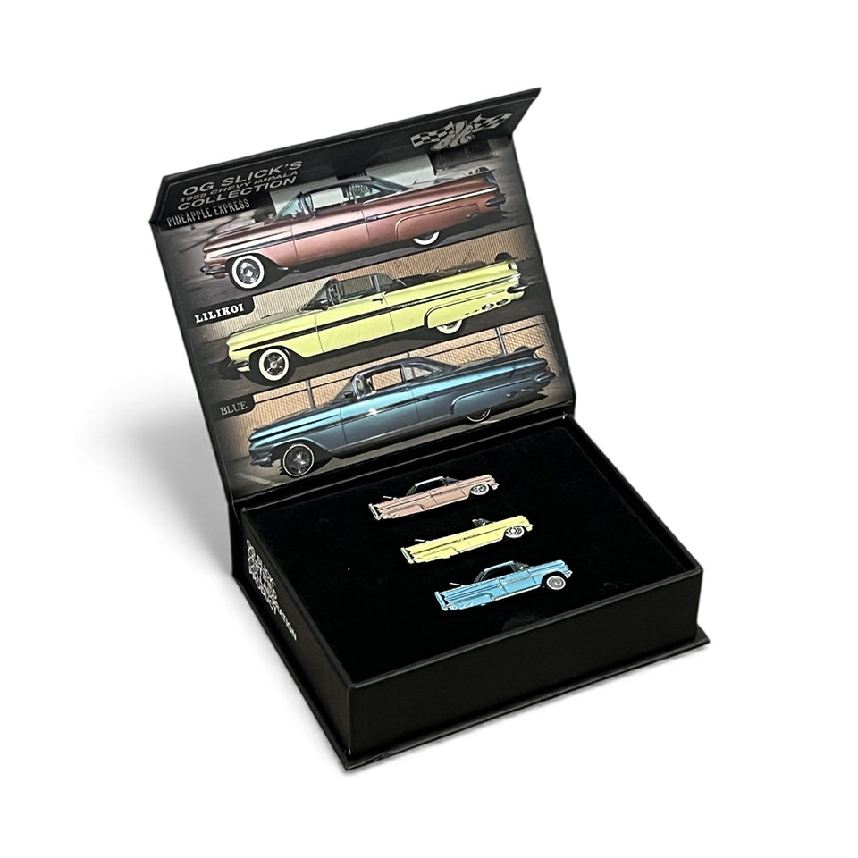 OG SLICK'S 1959 IMPALA LEEN CUSTOMS PIN SET: LA AUTO SHOW EXCLUSIVE