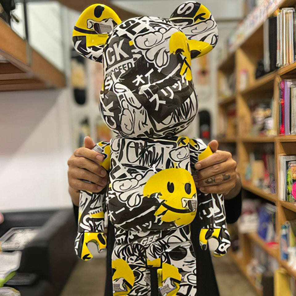 1000% 400% 100% HAPPY OG SAN BEARBRICK AND 16" X 16" PRINT SET