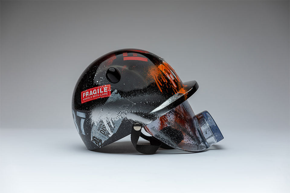 POST-RIOT PIGGY HELMET SCULPTURE (HAND DEFACED AND DESTROYED EDITION)